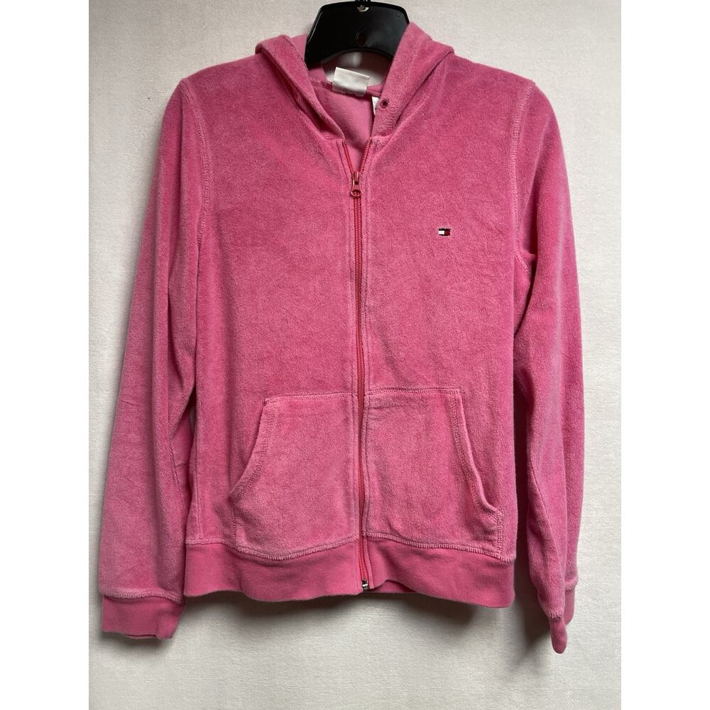 VTG Tommy Hilfiger Swim Hoodie Womens Pink Terry Cloth Zip 2006 Cotton Medium